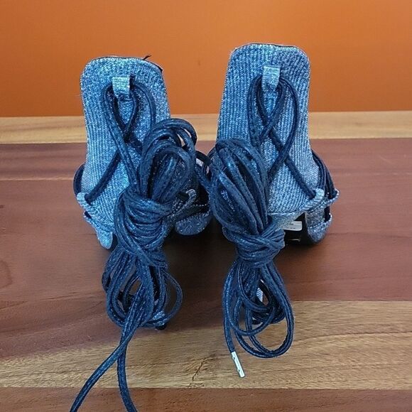 CHARLOTTE RUSSE LACE UP STRAPPY SEY STILETTOS OPEN TOE ANKLE STRAP WOMEN SANDAL - Picture 9 of 14